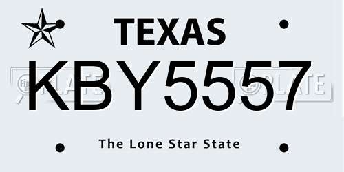 KBY5557 Texas License Plate