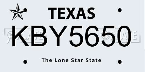 KBY5650 Texas License Plate