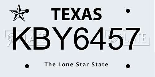 KBY6457 Texas License Plate