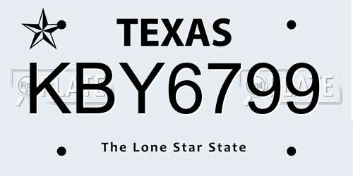 KBY6799 Texas License Plate