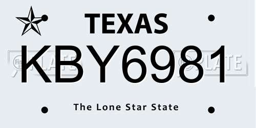 KBY6981 Texas License Plate