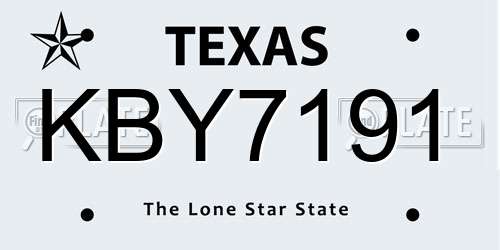 KBY7191 Texas License Plate
