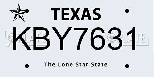 KBY7631 Texas License Plate