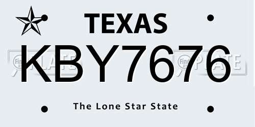 KBY7676 Texas License Plate