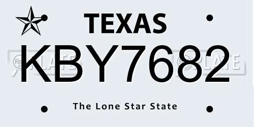 KBY7682 Texas License Plate