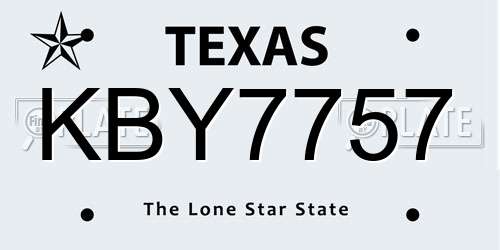 KBY7757 Texas License Plate