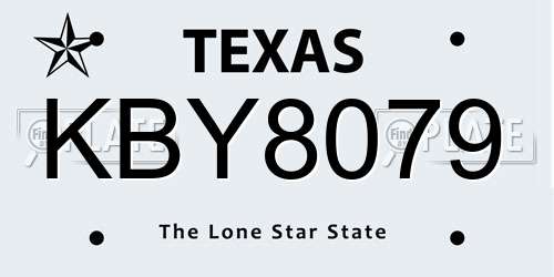 KBY8079 Texas License Plate