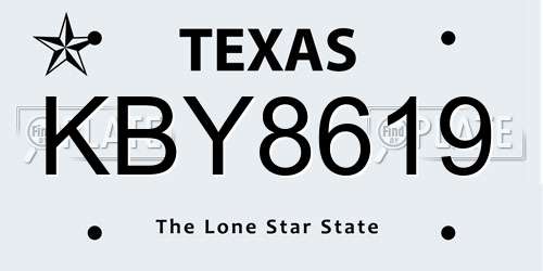 KBY8619 Texas License Plate