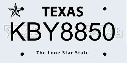 KBY8850 Texas License Plate