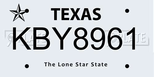 KBY8961 Texas License Plate