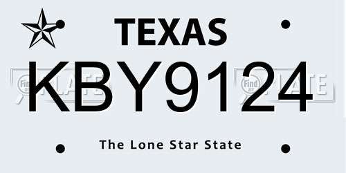 KBY9124 Texas License Plate