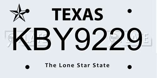 KBY9229 Texas License Plate