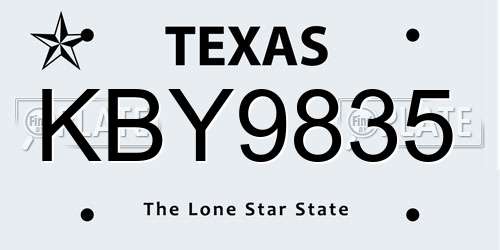 KBY9835 Texas License Plate