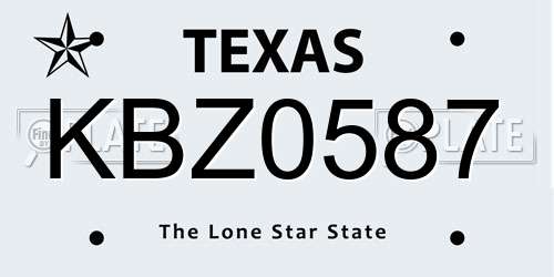 KBZ0587 Texas License Plate