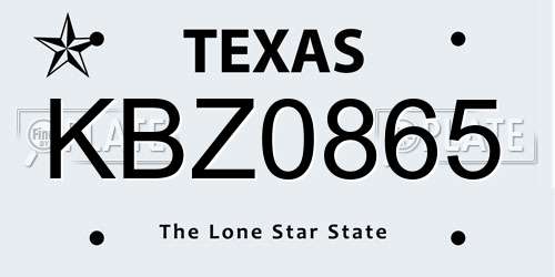 KBZ0865 Texas License Plate