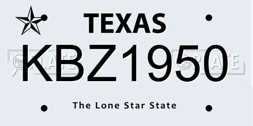 KBZ1950 Texas License Plate