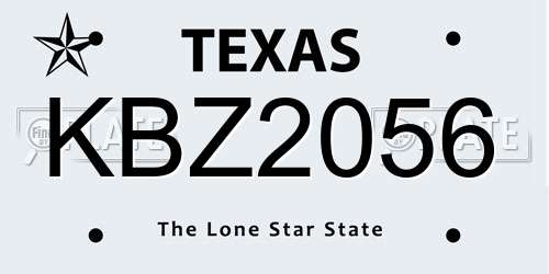 KBZ2056 Texas License Plate