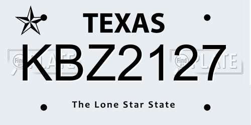 KBZ2127 Texas License Plate