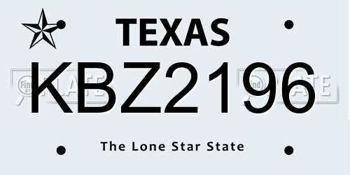 KBZ2196 Texas License Plate