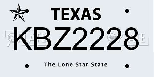 KBZ2228 Texas License Plate