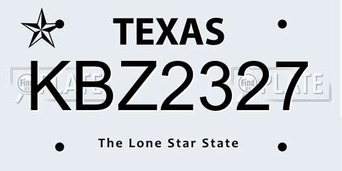 KBZ2327 Texas License Plate