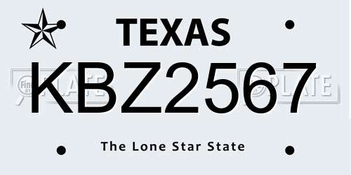 KBZ2567 Texas License Plate