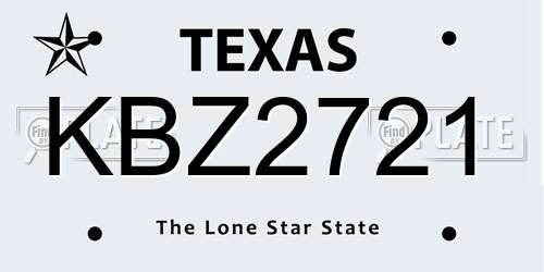 KBZ2721 Texas License Plate