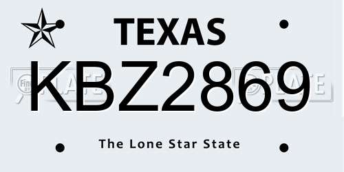 KBZ2869 Texas License Plate