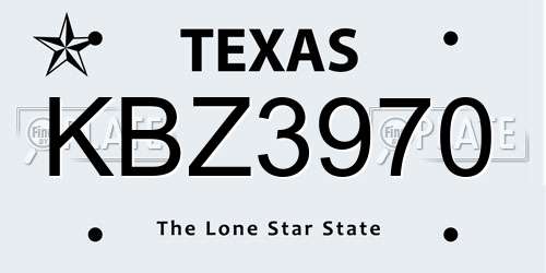 KBZ3970 Texas License Plate