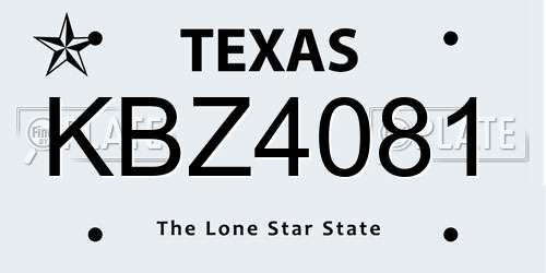 KBZ4081 Texas License Plate