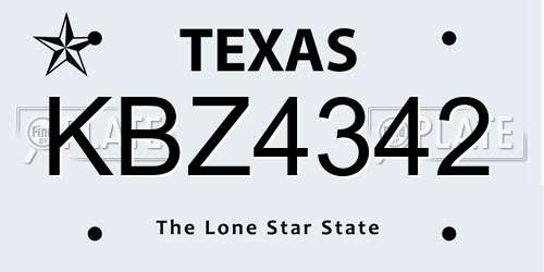 KBZ4342 Texas License Plate