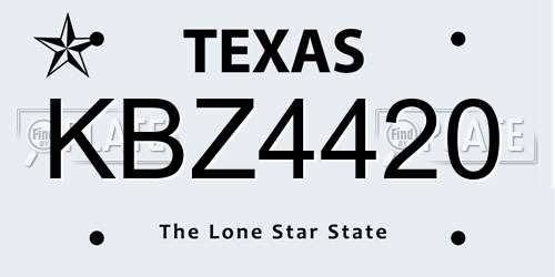 KBZ4420 Texas License Plate