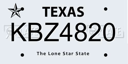 KBZ4820 Texas License Plate