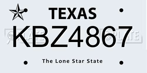KBZ4867 Texas License Plate