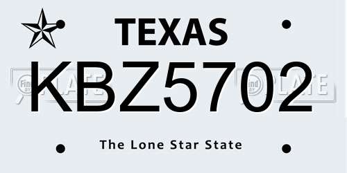 KBZ5702 Texas License Plate