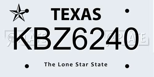 KBZ6240 Texas License Plate