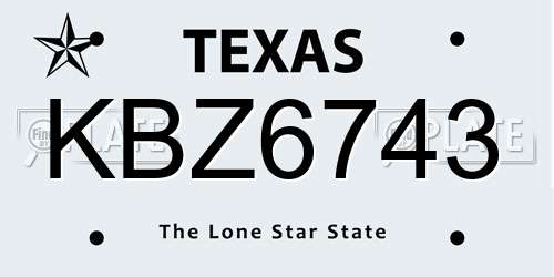 KBZ6743 Texas License Plate