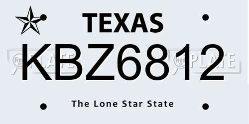 KBZ6812 Texas License Plate
