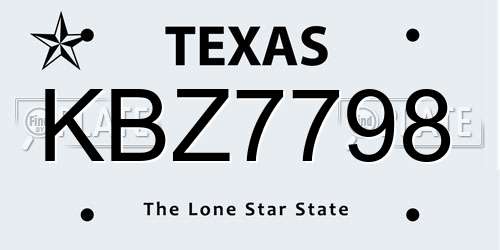 KBZ7798 Texas License Plate