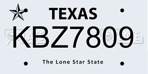 KBZ7809 Texas License Plate