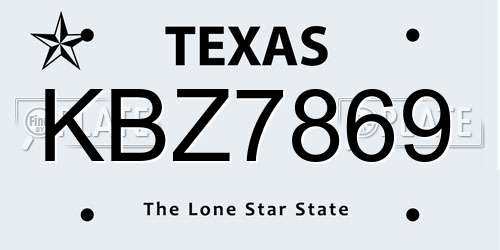 KBZ7869 Texas License Plate