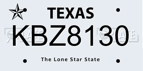 KBZ8130 Texas License Plate