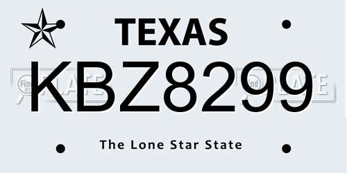 KBZ8299 Texas License Plate