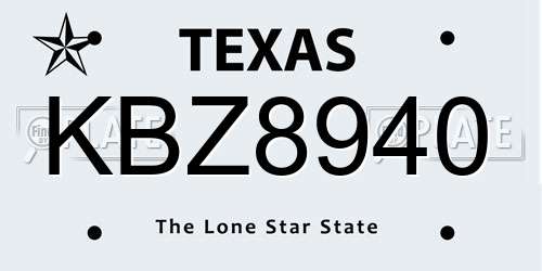KBZ8940 Texas License Plate