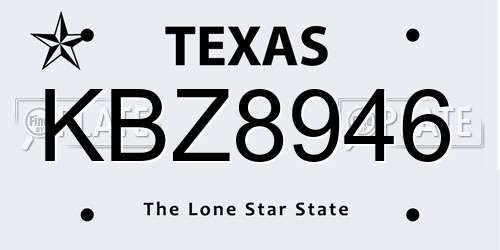KBZ8946 Texas License Plate