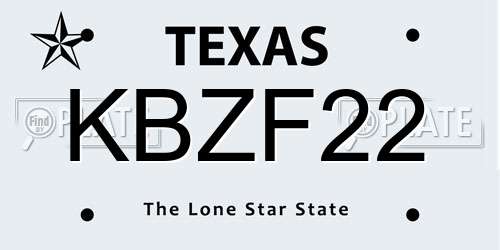 KBZF22 Texas License Plate