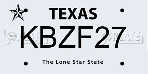 KBZF27 Texas License Plate