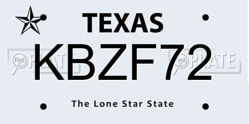 KBZF72 Texas License Plate