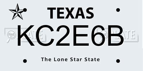 KC2E6B Texas License Plate
