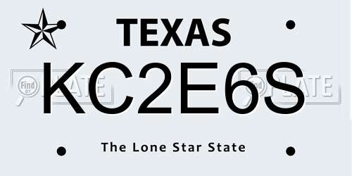KC2E6S Texas License Plate